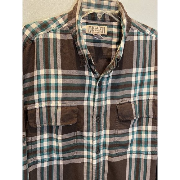 Duluth Trading Co Crosscut Flannel Shirt Plaid‎ Long Sleeve Button Down Mens XL - Picture 2 of 5